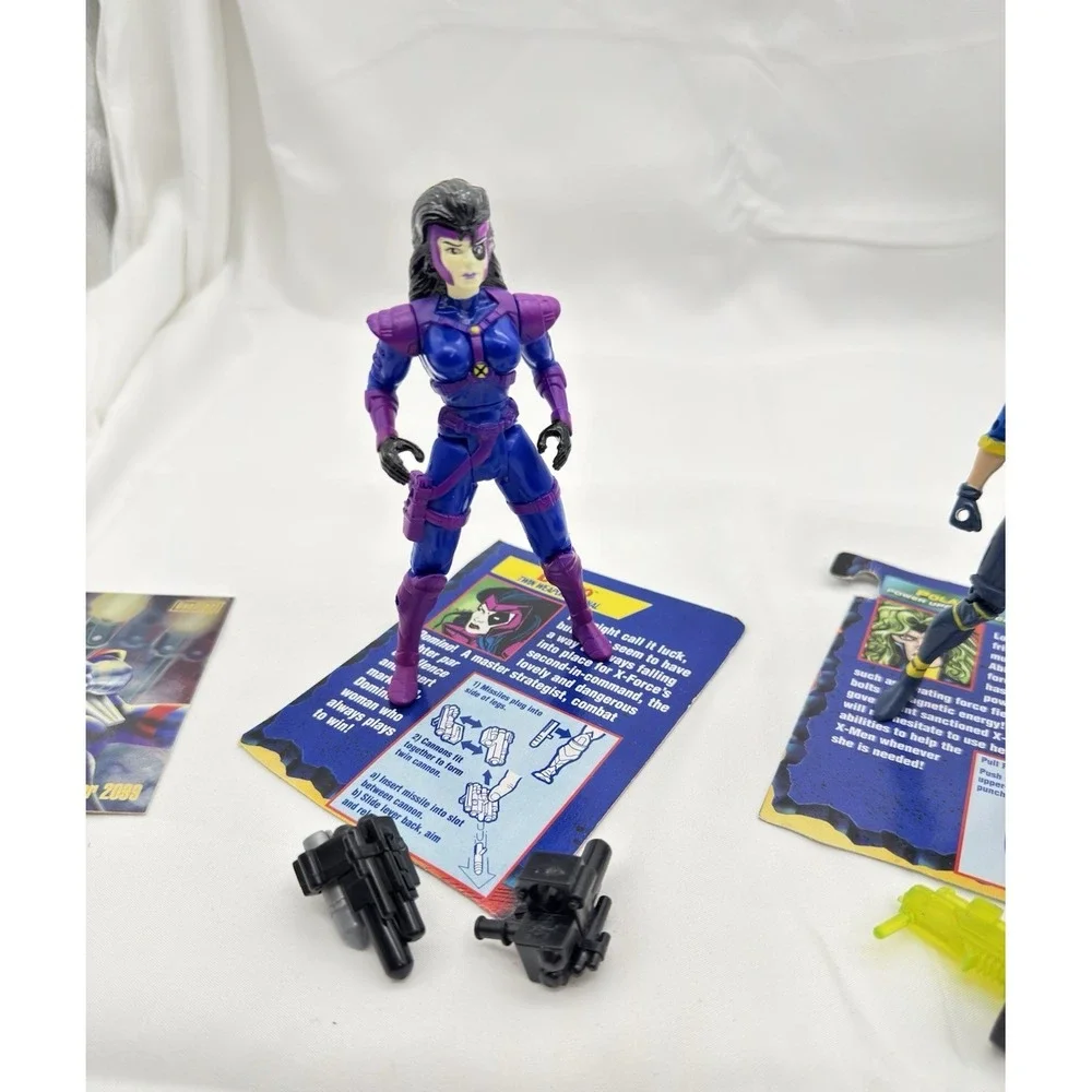 Marvel X-Men Action Figures Lot of 2 Polaris & Domino Complete w/ Weapons 1990s